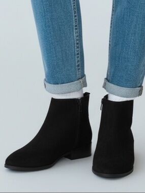 J. Crew Women’s Faux Suede Black Flat Ankle Boots